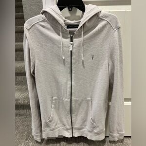ALL SAINTS Men's Gray Zip-Up Hoodie Sweater